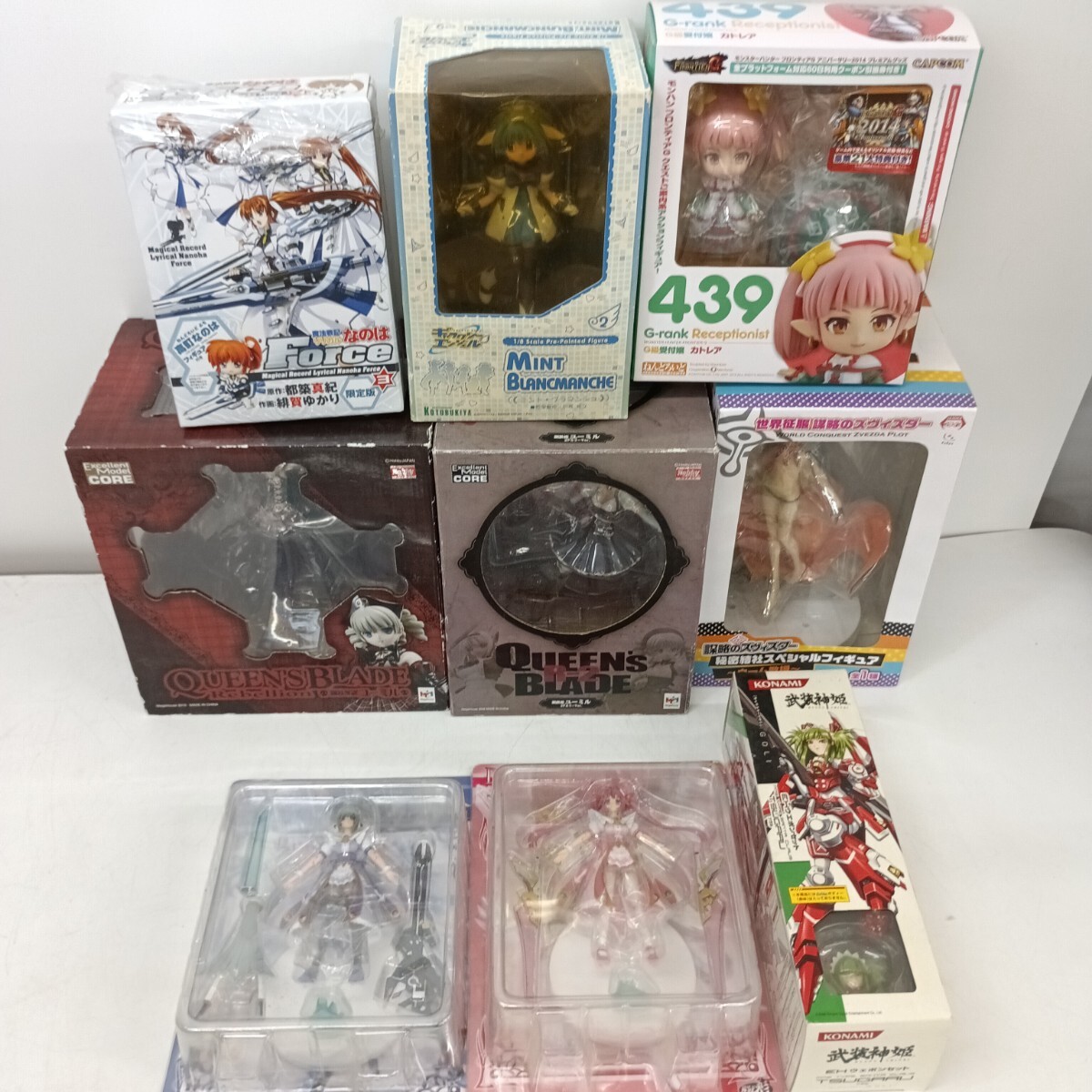 K5-42L【フィギュア 9点 まとめ】クイーンズブレイド モンハン リリカルなのは ギャラクシーエンジェル 他 現状品 ジャンク 
