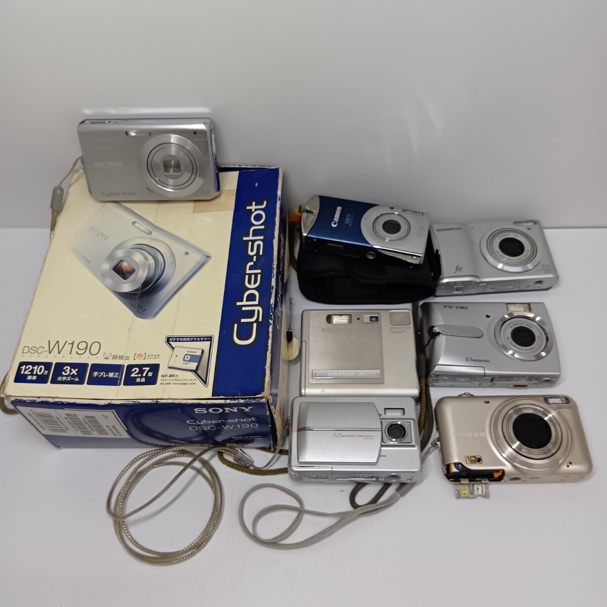 KN5-25S【デジタルカメラ 7点 まとめ】デジカメ コンデジ オリンパス ソニー ミノルタ キャノン 富士フィルム 現状品 ジャンク