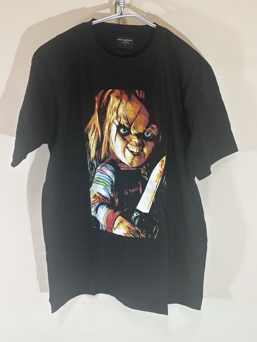 BROADWAY ブロードウェイ チャイルドプレイ チャッキー グラフィックTシャツ 黒T 映画プリント ホラー ビッグプリント 未着用品