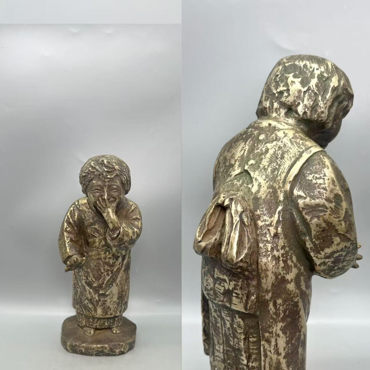 北村西望 作　銀 置物 時代物　婦女像　美術品 金属工芸　彫刻　全身立像 高さ約27.5cm 重さ約2694g アンティーク インテリア銀保証なし