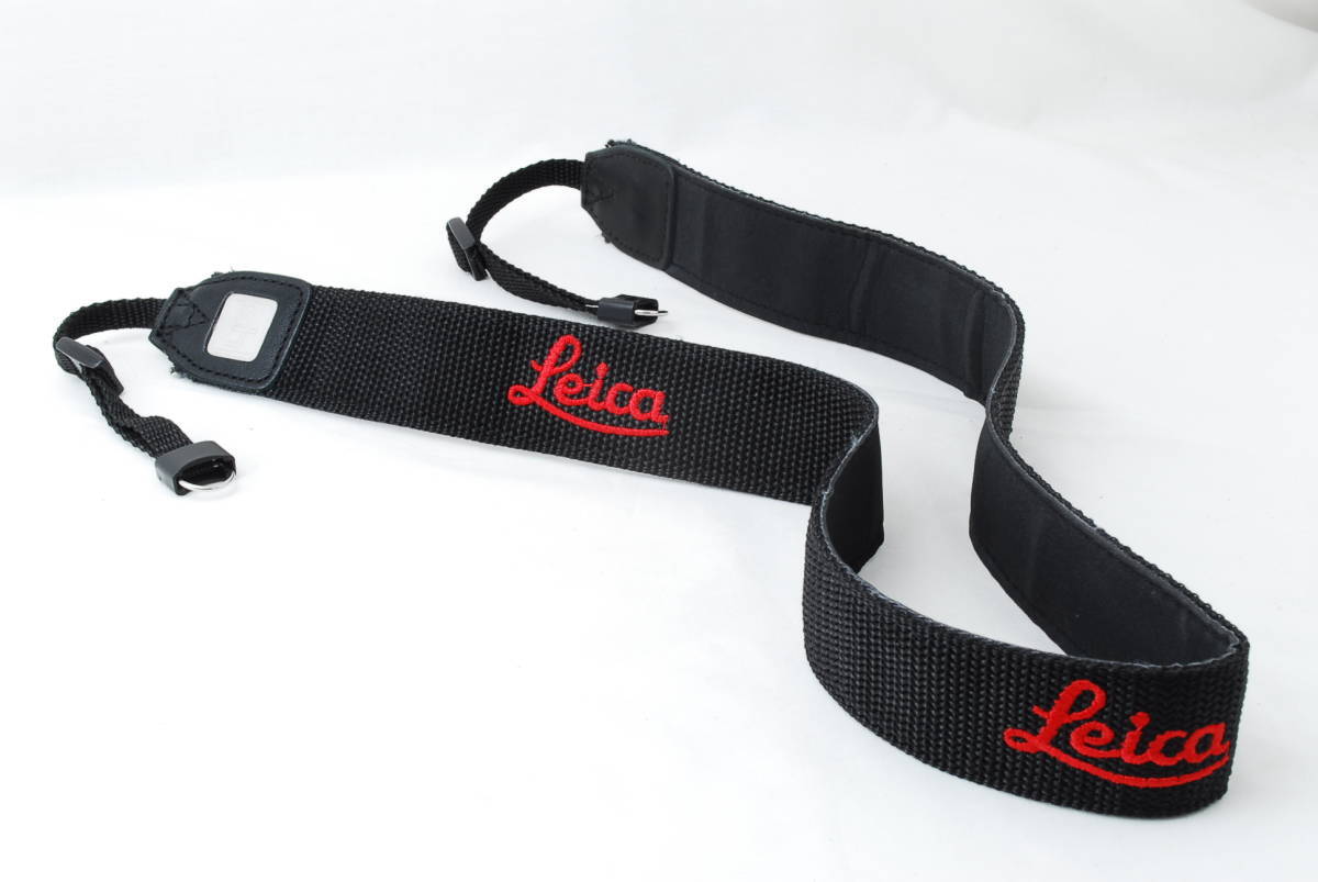 ☆LEICA ライカ カメラ ストラップ 金具付き 刺繍文字 黒色(ブラック)×赤色(レッド) sh シイベルヘグナー 金具付き Camera Strap☆