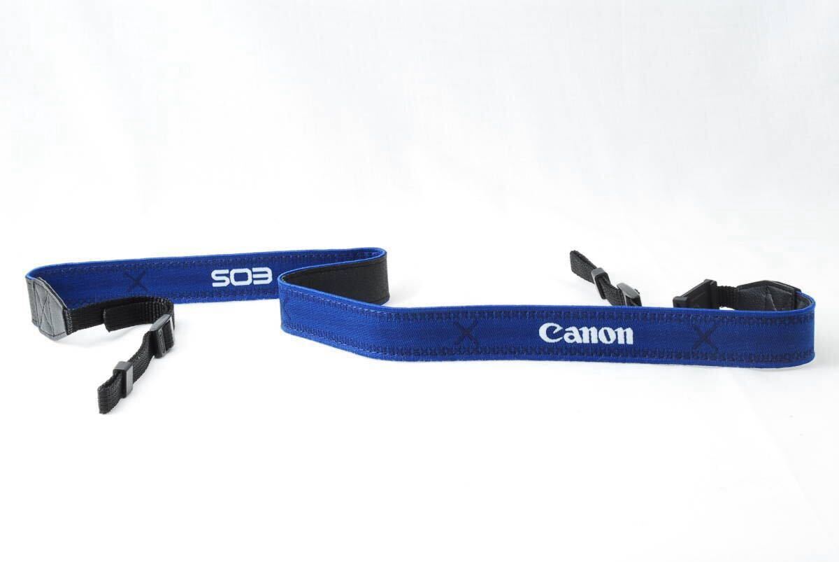 ☆新品☆Canon キヤノン EOS 紺色(ネイビー)×白色(ホワイト) カメラ ストラップ イオス 刺繍文字 ショルダー フィルム camera strap 青☆