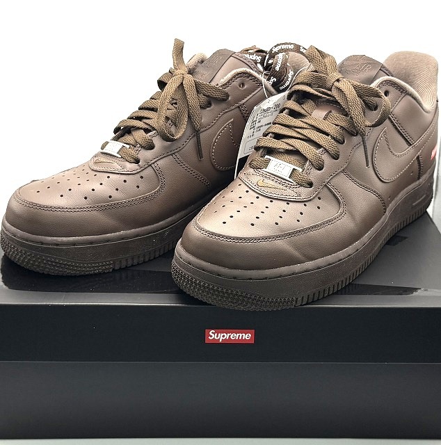 H118 NIKE ナイキ ×SUPREME AIR FORCE 1 LOW SP ブラウン US8/26.0cm CU9225-200 未使用 現状品