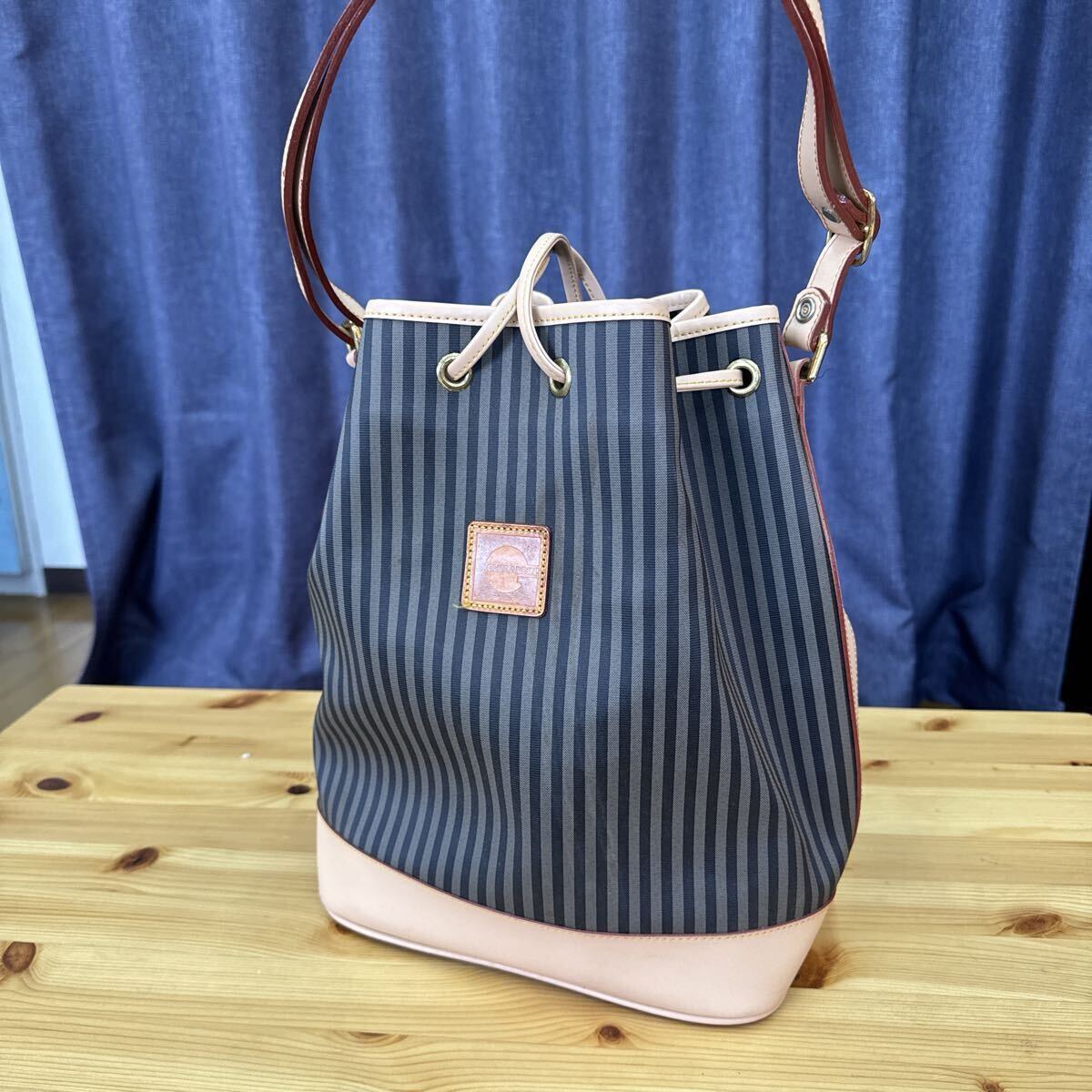 【1スタ売り切り】GHERARDINI ゲラルディーニ ショルダーバッグ 巾着 ストライプ レディース 