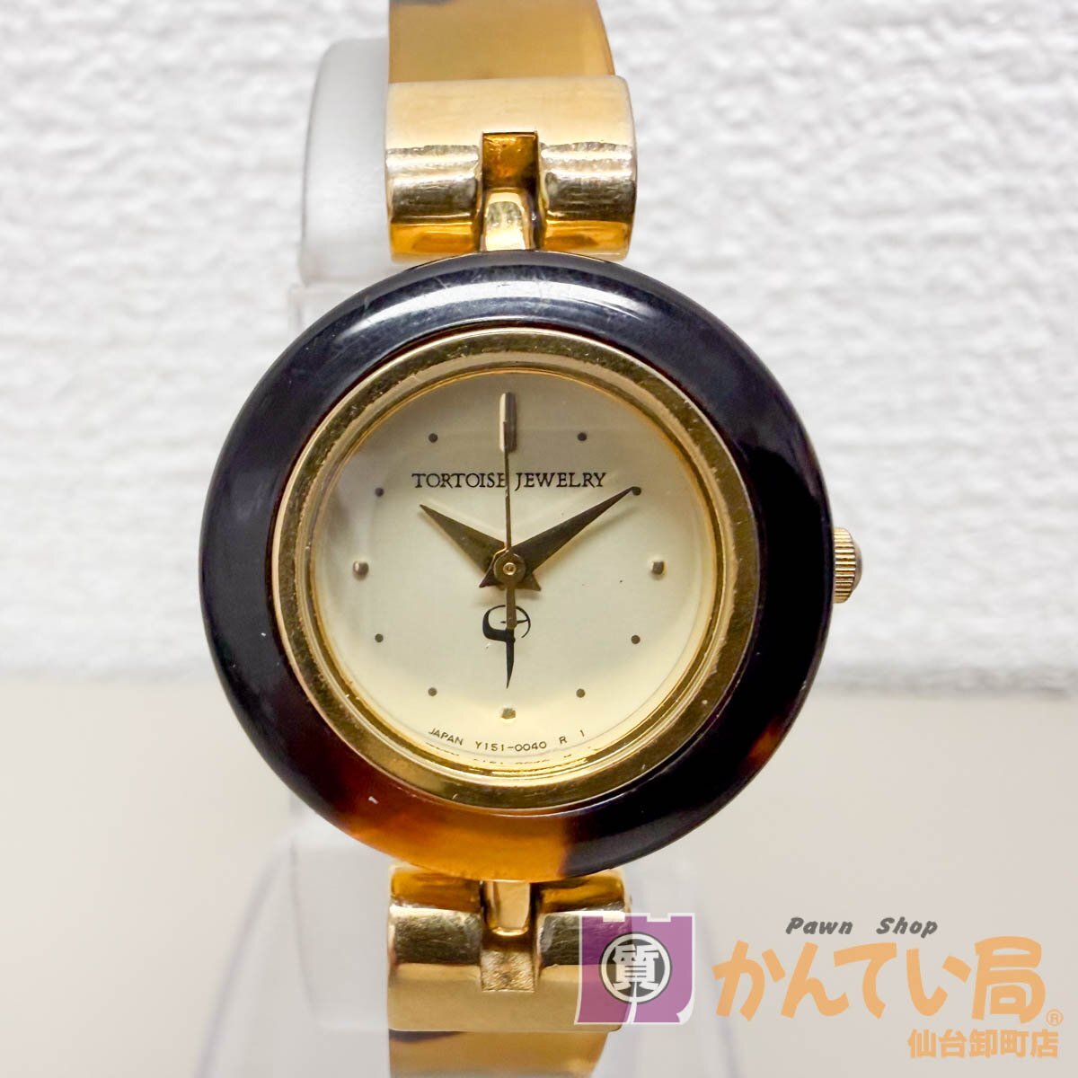 [9356-003]TORTOISE JEWELRY レディース クォーツ時計【中古】本体のみ ジャンク品 バングルウォッチ Y151-0030 トータスジュエリー
