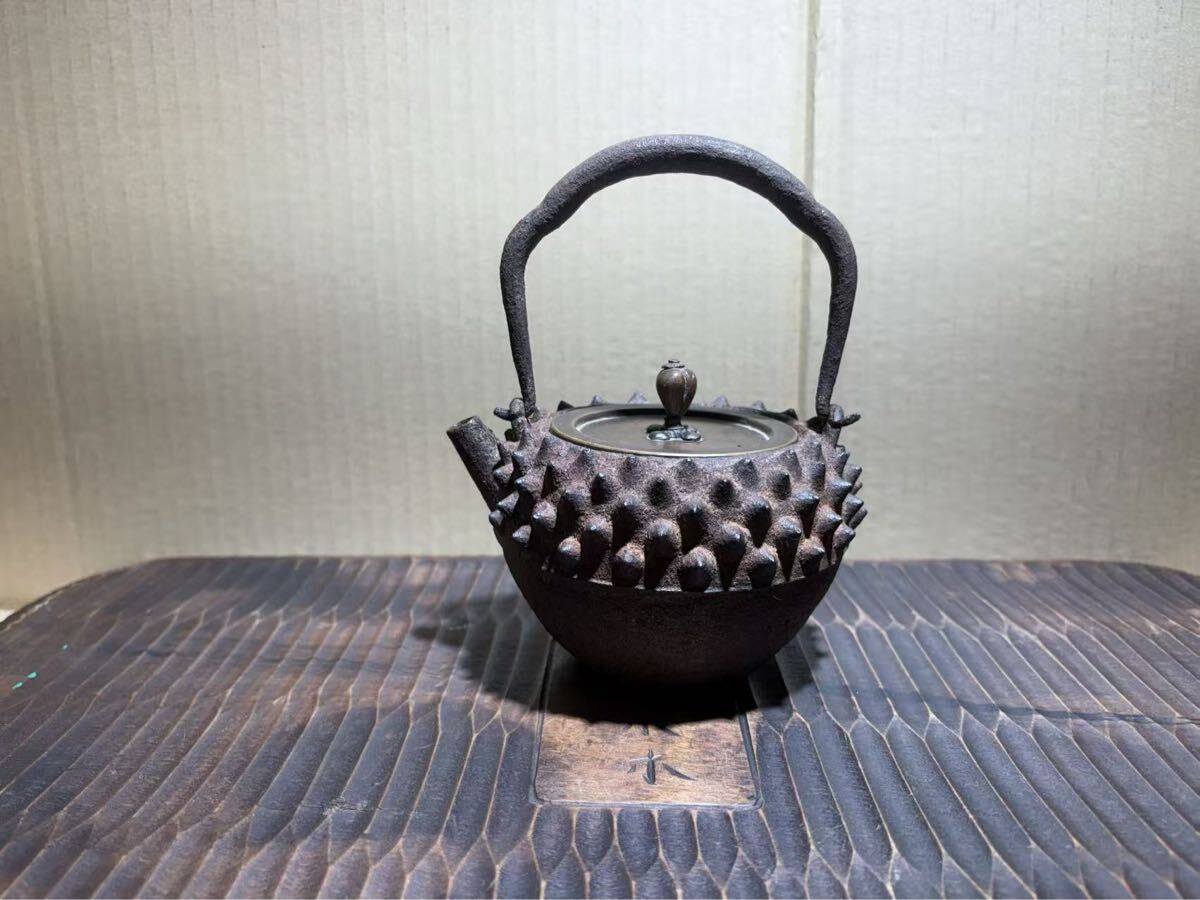 鉄瓶　鬼あられ霰紋 砲口 煎茶器急須茶道具容量350ml