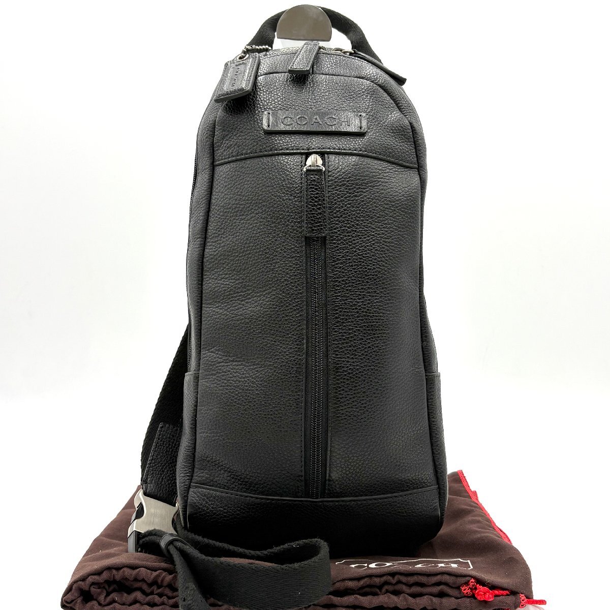 未使用保管品◎COACH コーチ キャムデン レザー ボディバッグ ショルダーバッグ スリングバッグ ブラック メンズ ビジネス 1円 大容量◎