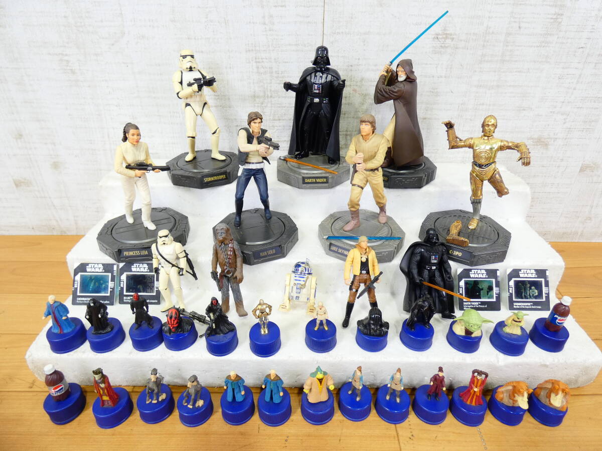 (S)◎ジャンク STARWARS/スターウォーズ アクションフィギュア＆ボトルキャップフィギュア 大量セット まとめて 約1.3kg 破損あり ＠80(5)