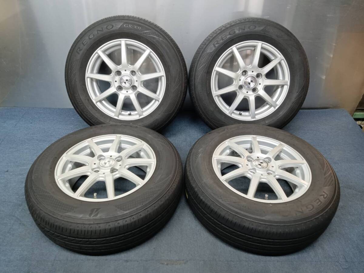 ★7-8分山★21.22年製★ ブリヂストンREGNO GR-XⅡ 185/70R14　社外ホイール 14×5.5J +50 4H-100 4本セット　K620