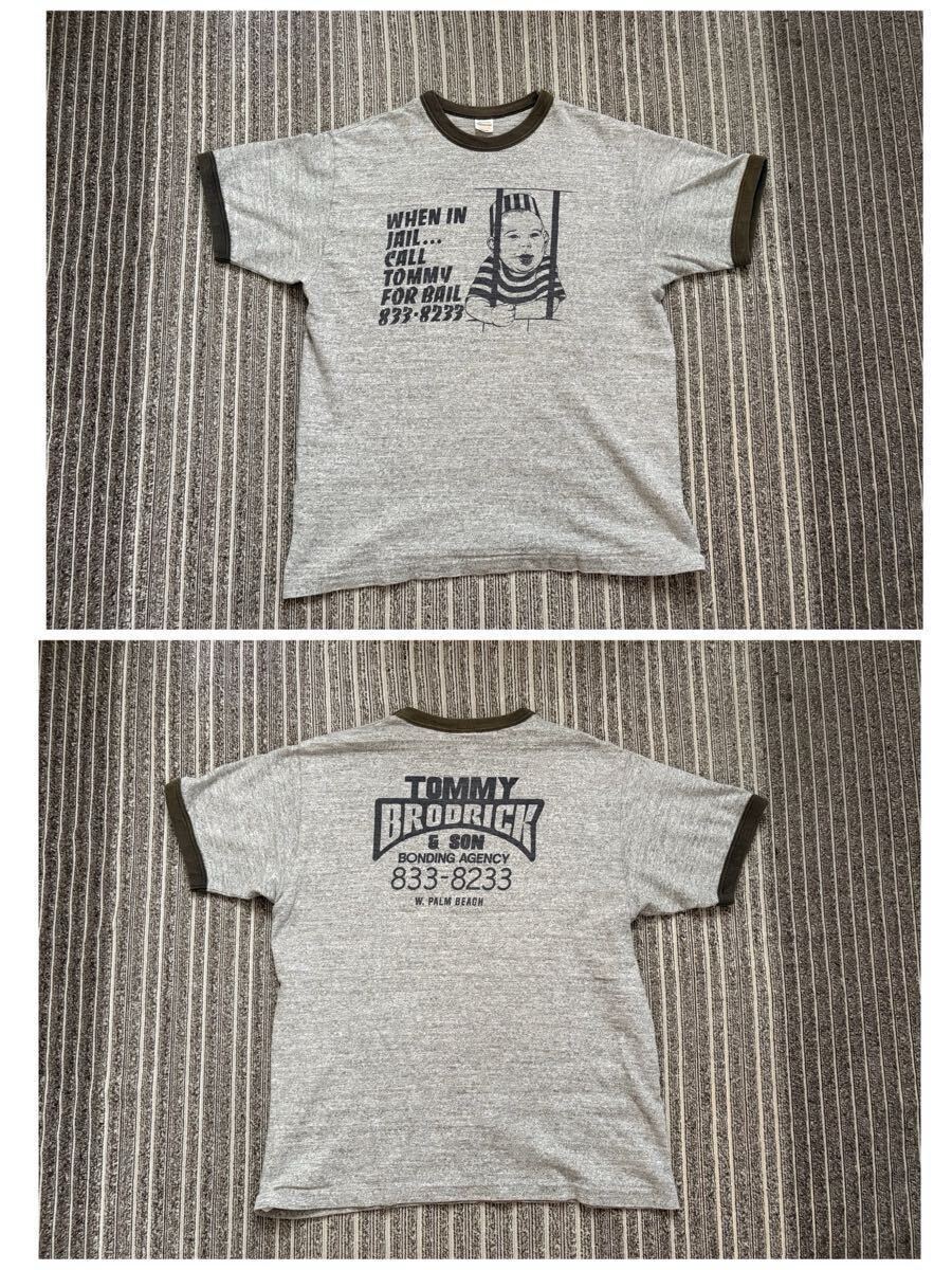 日本製 ウエアハウス 囚人 TOMMY BRODRICK リンガー Tシャツ 両面染み込み プリント 4601 丸胴 アメリカ ビンテージ スタイル コットン100%