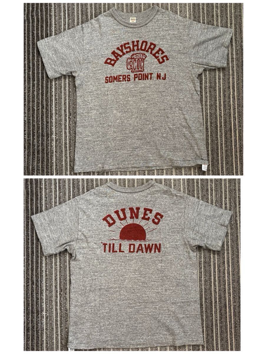 日本製 ウエアハウス 4601 両面染み込みプリント 半袖 Tシャツ L 杢グレー BAYSHORES DUNES アメリカ ビンテージ スタイル コットン100%