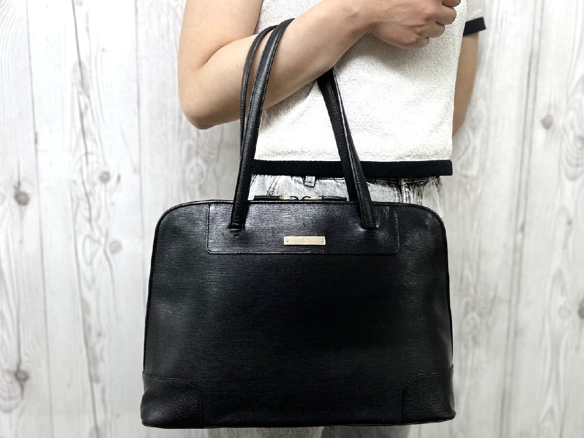 美品 GUCCI グッチ トートバッグ ショルダーバッグ バッグ レザー 黒 A4収納可 100443Y