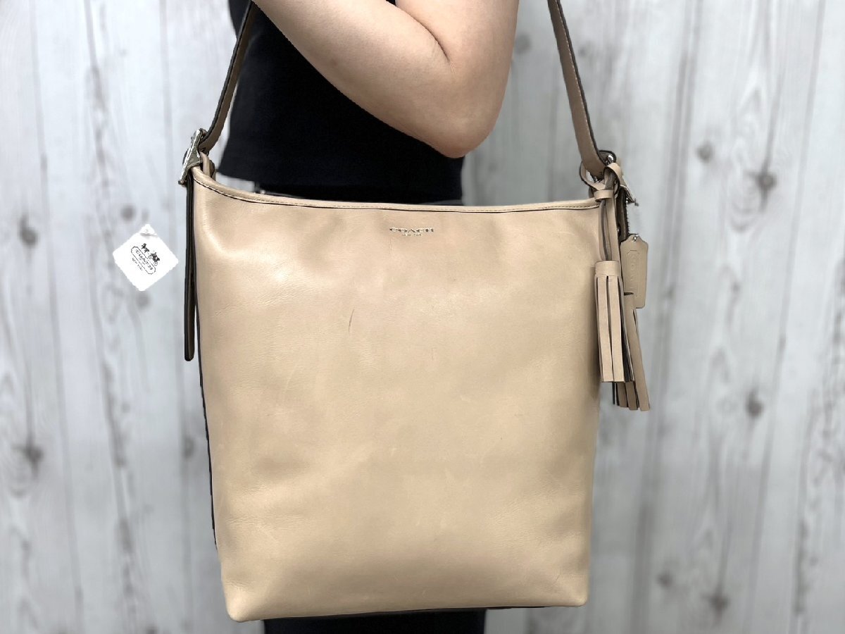 美品 COACH コーチ トートバッグ ショルダーバッグ バッグ レザー ベージュ 100386