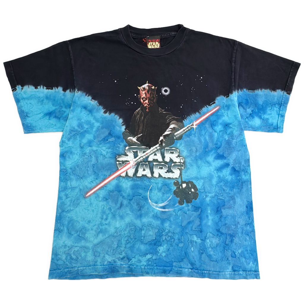 STAR WARS スター・ウォーズ ダース・モール タイダイＴシャツ ムービー ブラック(ボーイズ XL)中古 古着 Y0904