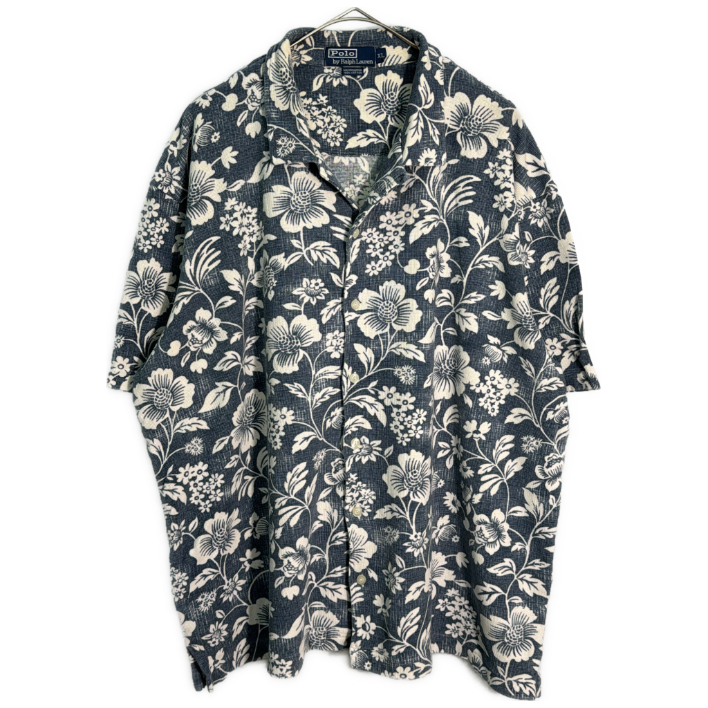 Polo by Ralph Lauren ポロ ラルフローレン オープンカラー 半袖シャツ 花柄 ブルー(メンズ XL)中古 古着 Y1788
