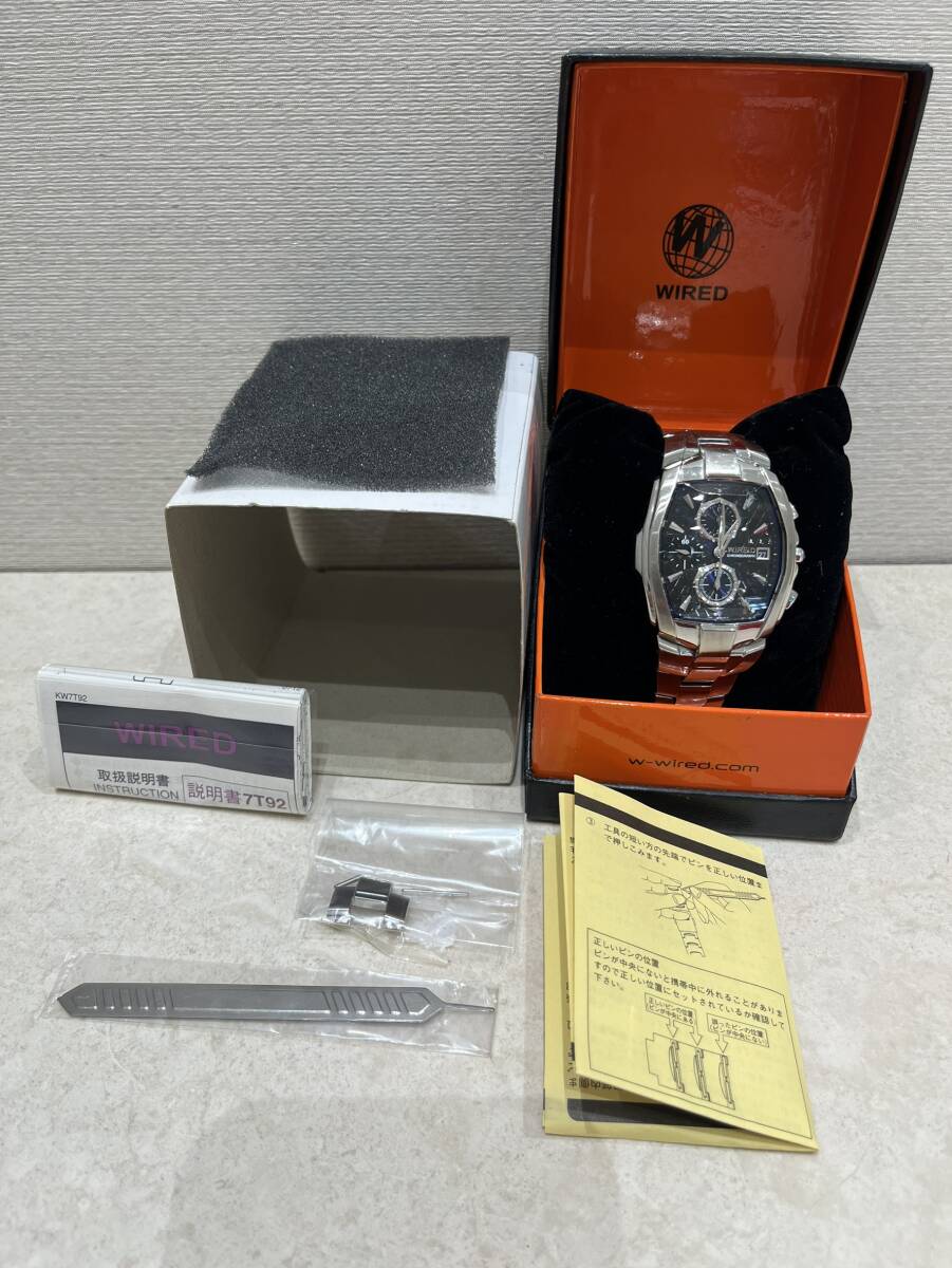 M12795 【稼働品】 SEIKO セイコー WIRED ワイアード 7T92-0HT0 デルタ クォーツ式 腕時計 メンズ 元箱 付属品有り