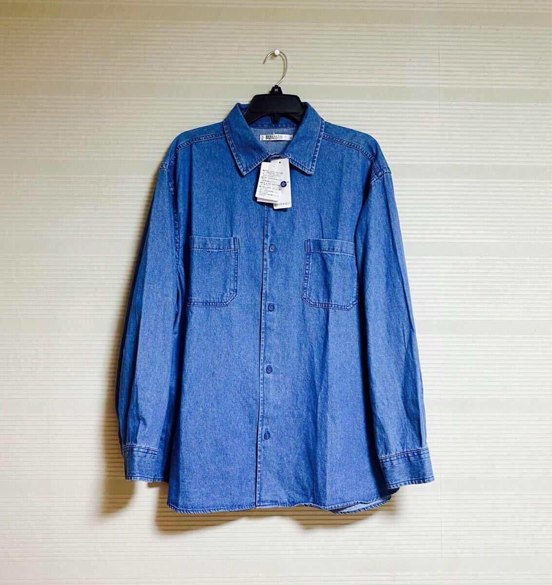 新品 NEOSARTIC メンズ デニムシャツ 長袖シャツ ライトブルー LL