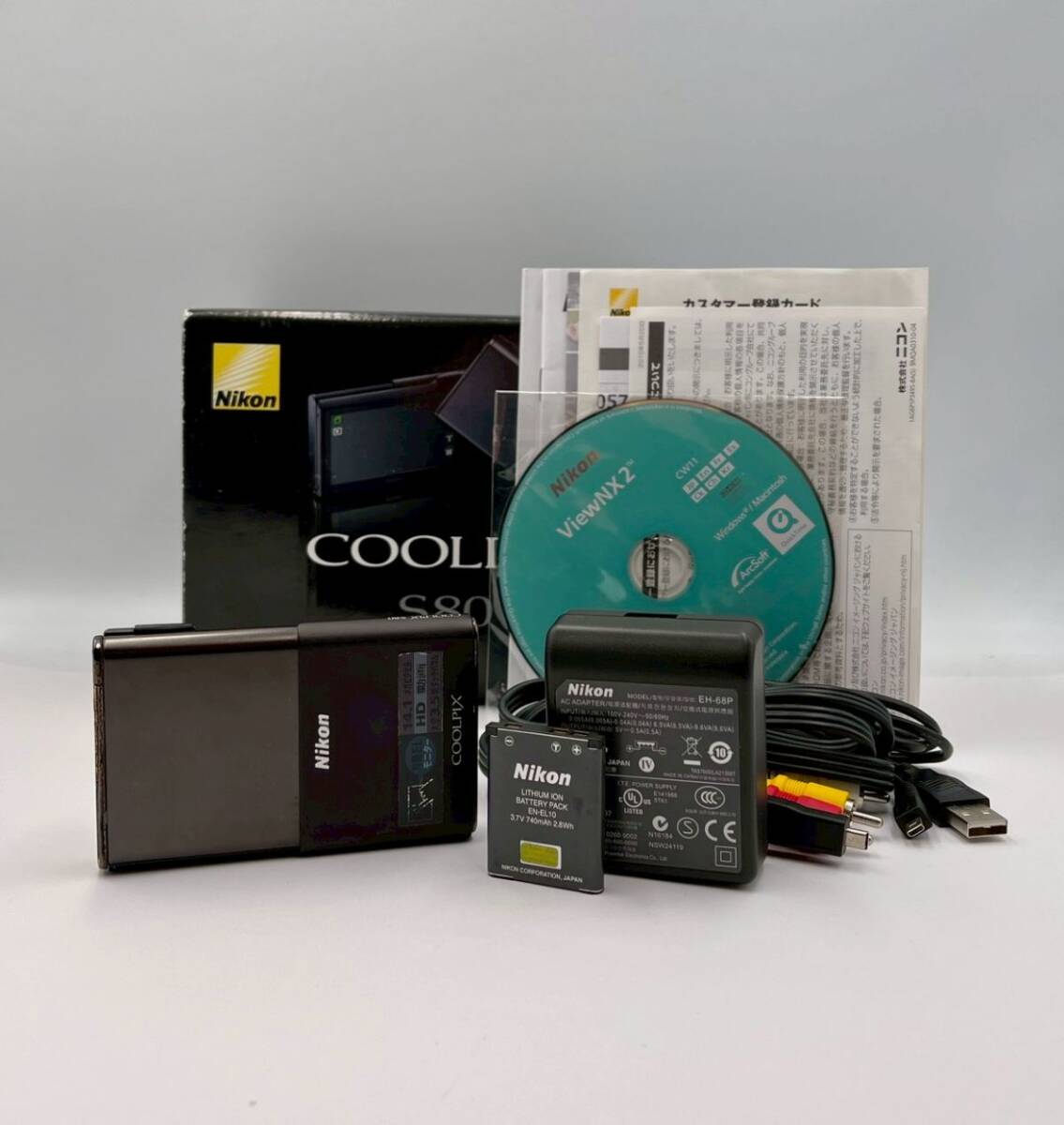1円～②【動作確認済】Nikon ニコン COOLPIX S80 ブラック コンパクト デジタルカメラ 本体 バッテリー 箱 等付き #③04