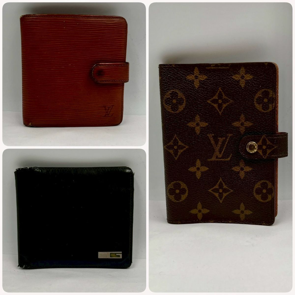 1円〜③ LOUIS VUITTON GUCCI 小物3点まとめ モノグラム 手帳カバー エピ がま口二つ折り財布 Gロゴ金具 二つ折り財布 ＃③13