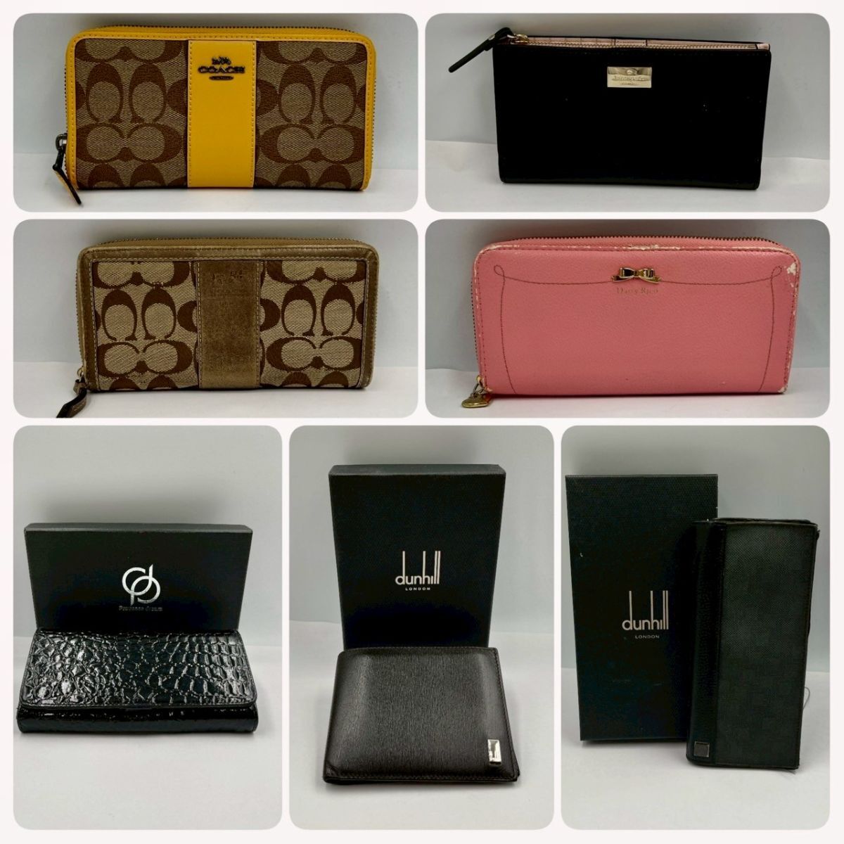 1円〜⑥ ブランド財布 小物 7点 まとめ COACH dunhill kate spade 等 長財布 二つ折り シグネチャー レザー メンズ レディース ＃③37