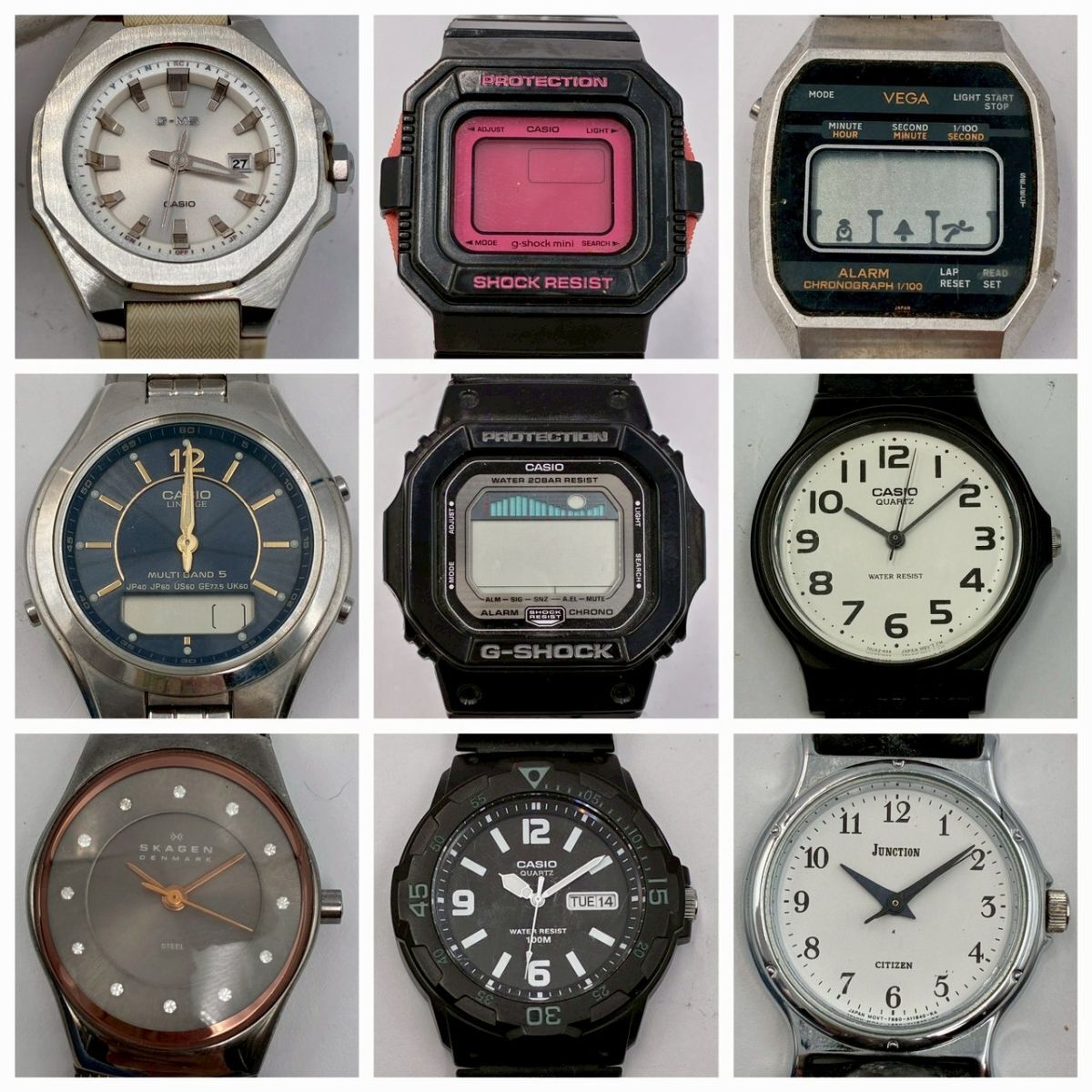 1円～⑤ 稼働あり CASIO スカーゲン 等 腕時計 9点まとめ Gショック BabyG チプカシ 等 MSG-W350 GLX-5600 LCW-M200 GMN-550 942B 他#③109