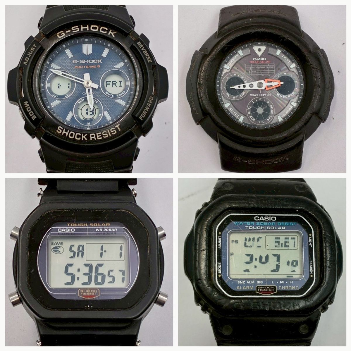 1円～⑤ 稼働あり CASIO カシオ G-shock 腕時計 4点 まとめ AWG-M100SB AWG-500J G-5700 G-5600E TheG 電波 ソーラー マルチバンド #③108
