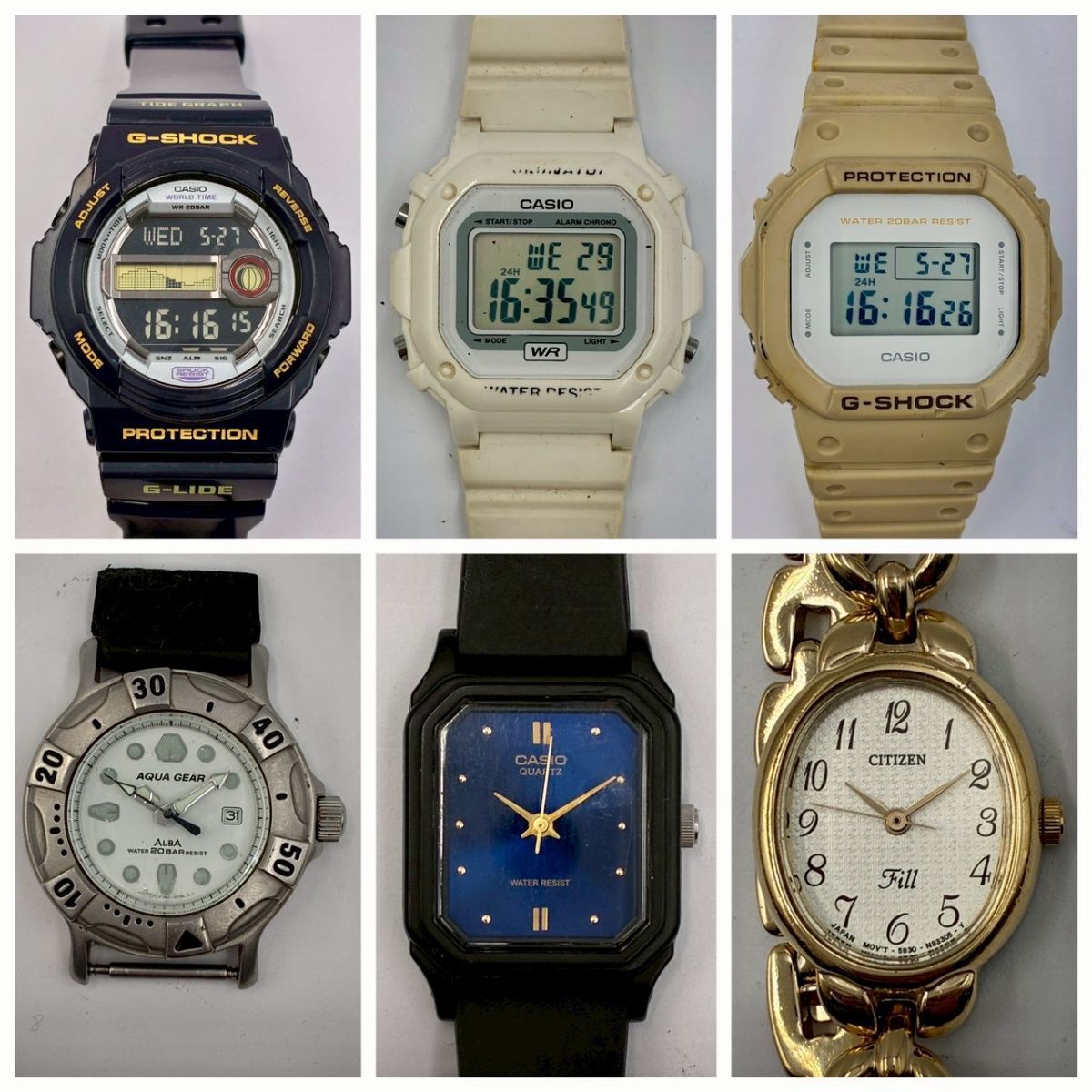 1円～④ 稼働あり ブランド 腕時計 6点 まとめ CASIO G-SHOCK CITIZEN Fill SEIKO ALBA 等 GLX-150B DW-5600EW AQUA GEAR V782-0060 #③107