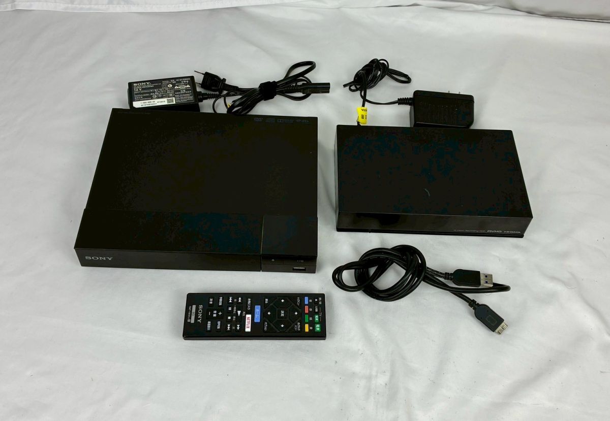 1円～① TV周辺機器 2点セット SONY ブルーレイプレーヤー BDP-S1500 18年製 + IO DATA 外付けHDD 1TB AVHD-UTB1E リモコン 付き #③84
