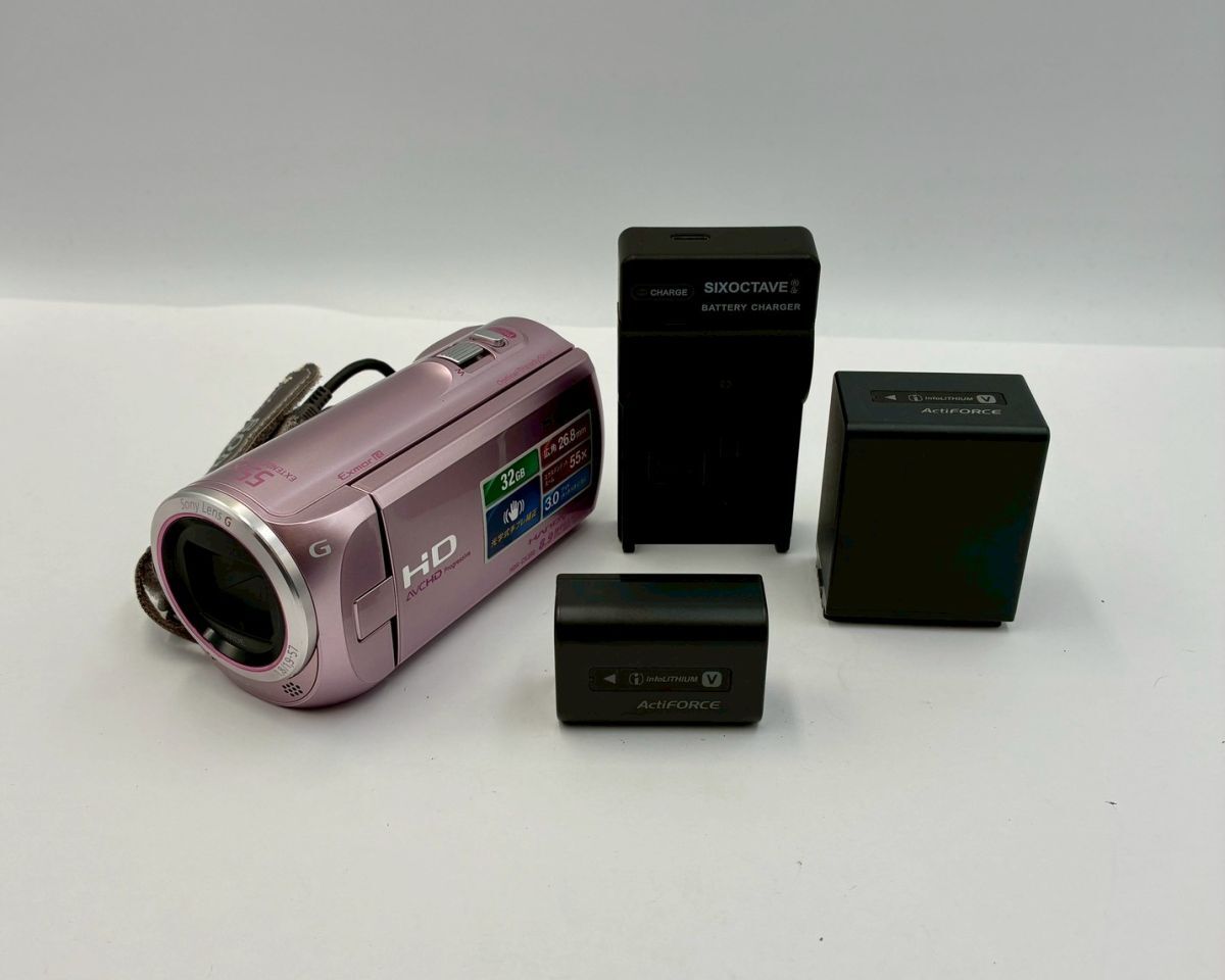 1円～⑥【動作確認済】Sony ソニー Handycam ピンク HDR-CX390 ビデオカメラ 内蔵メモリ32GB 13年製 本体 バッテリー2個 充電器 付 #③91