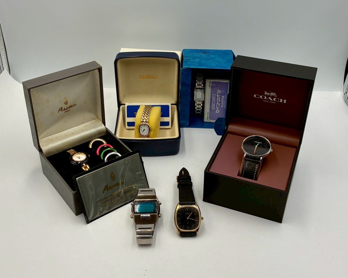 1円～⑤ ブランド 腕時計 6点まとめ SEIKO セイコー COACH コーチ AROMA アロマ ALBA アルバ AKA LUCENT ルーセント 箱 説明書 あり #③110
