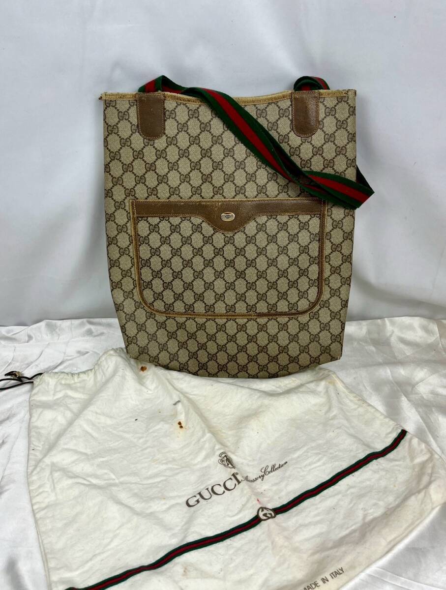 1円〜⑧ GUCCI グッチ オールドグッチ トートバッグ ウェビング シェリーライン 39.02.003 ヴィンテージ 保存袋付き ＃③20