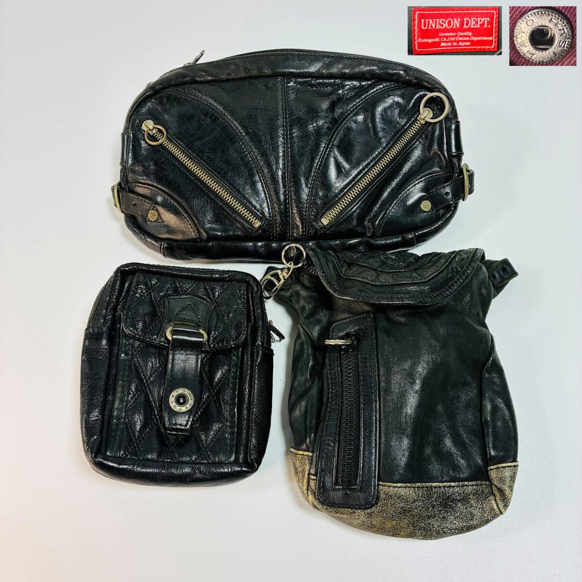 【54124C】 UNISON DEPT. & Guji ユニゾンデプト グジ ボディバッグ 3点セット 現状品 経年保管品