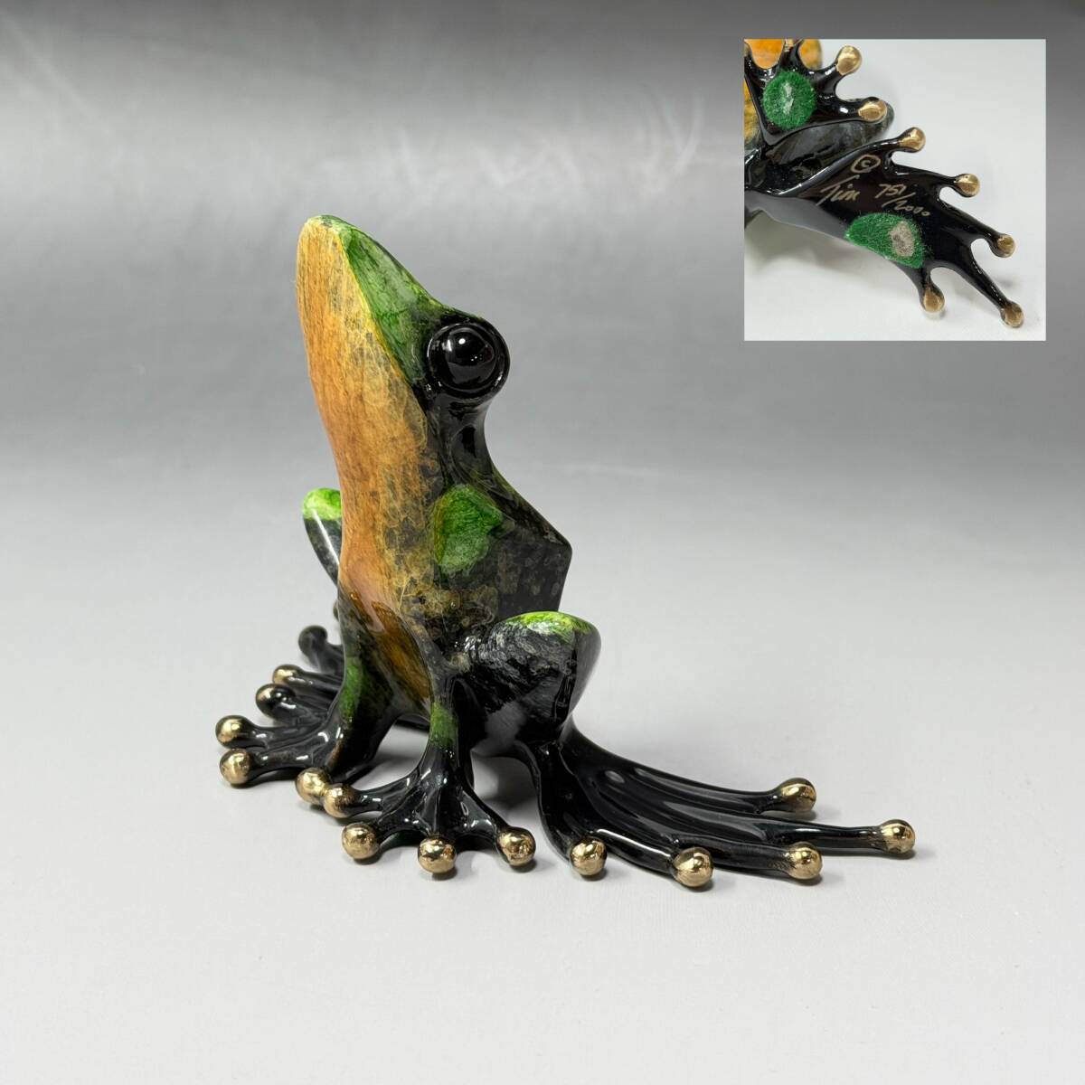 【25003Q】Tim Cotteril ティムコッテリル FROGMAN フロッグマン 蛙 オブジェ 限定品 751/2000 サイン在 ヴィンテージ 経年保管品 現状品
