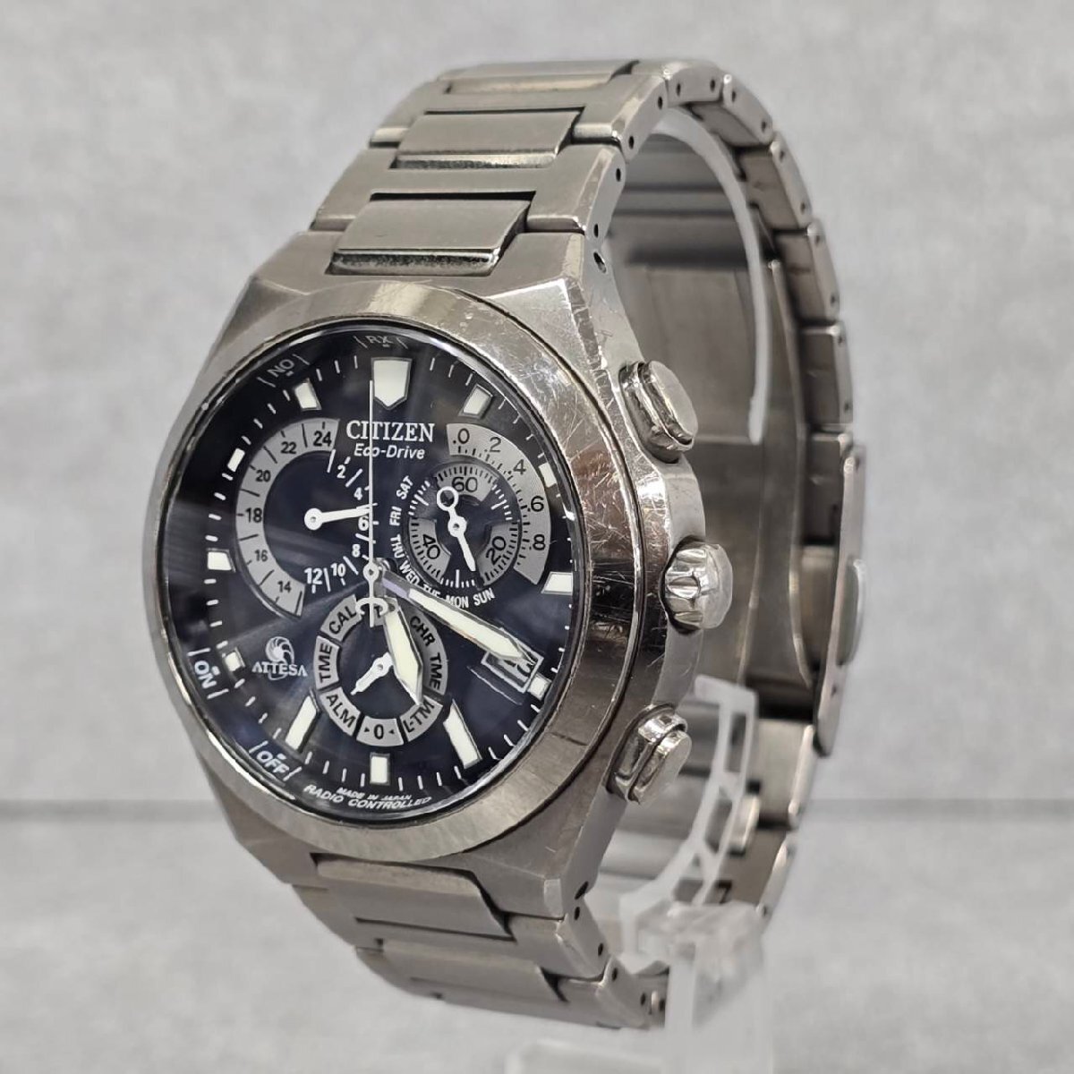NT2891① CITIZEN シチズン ATTESA Eco‐drive E610‐T008585 腕時計 クロノグラフ 電波ソーラー 腕時計 クオーツ 現状渡し 中古 ジャンク