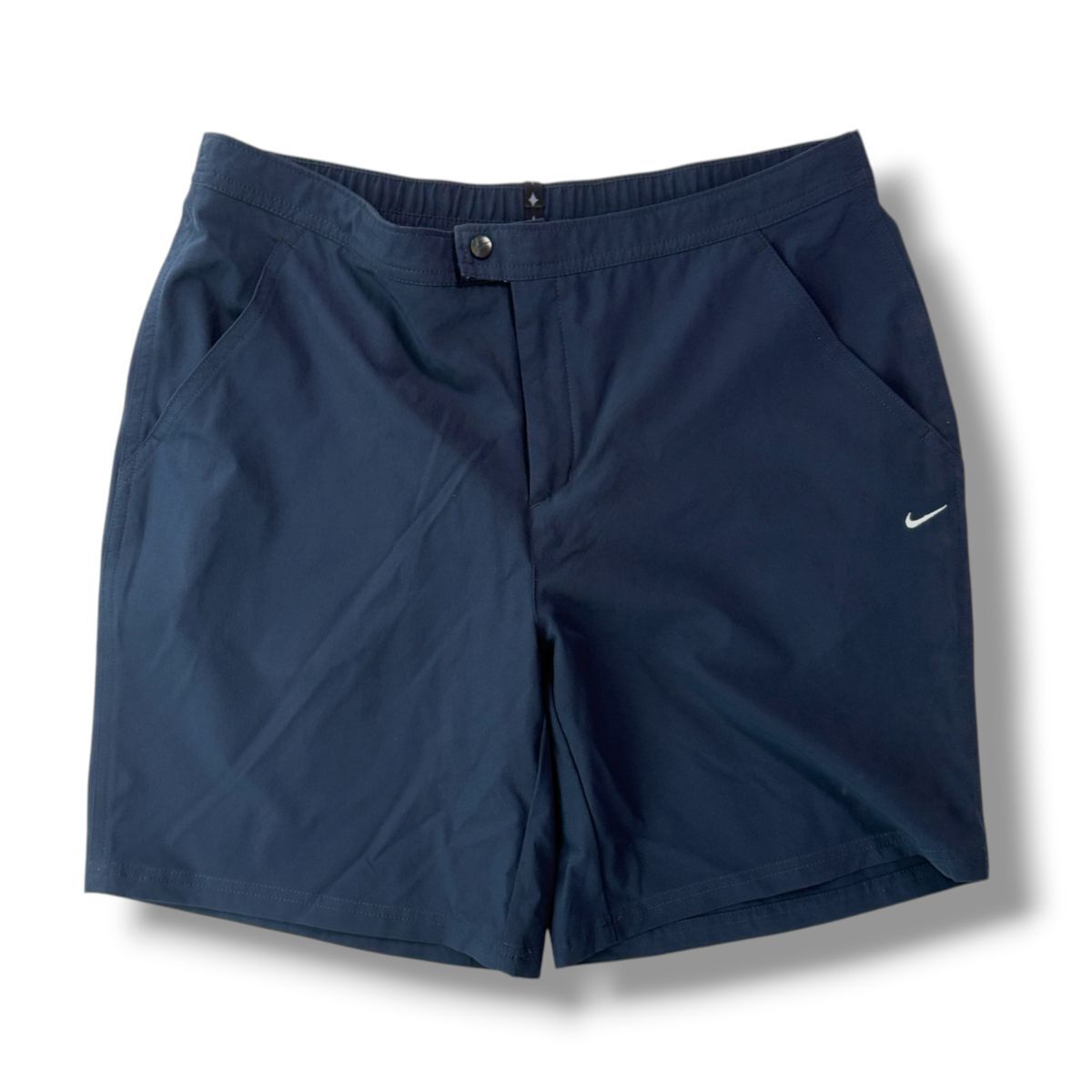 国内正規品★ NIKE ナイキ レディース DRI-FIT スポーツ 刺ロゴ ショーツ ハーフパンツ ネイビー XL スポーツウェア ゴルフ テニス 古着