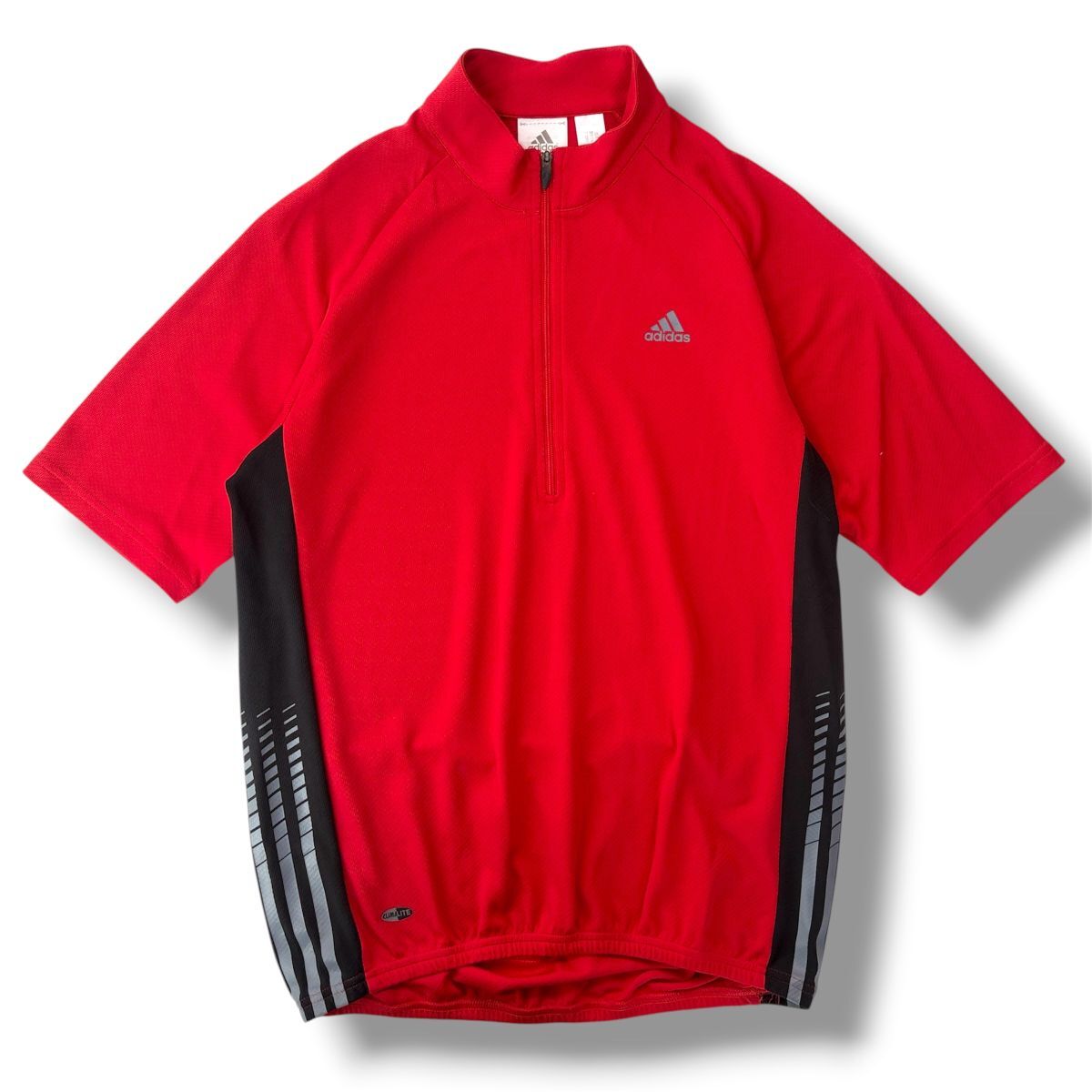 国内正規品★ adidas アディダス 半袖 ハーフジップ サイクルジャージ 赤 Lサイズ サイクリングウェア 自転車 cycling jersey 後ろポケット