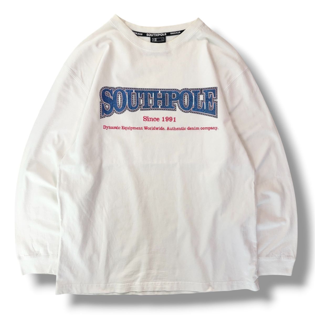 国内正規品★ SOUTHPOLE サウスポール ロングスリーブTシャツ ロンT 長袖 白 Lサイズ トップス y2k プリント 刺繍 ストリート 古着