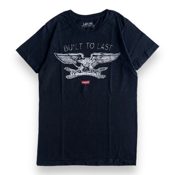 00s Levi's リーバイス 半袖 イーグル プリント ロゴ コットン Tシャツ S/S 丸首 トップス カットソー メキシコ製 古着 S ブラック 黒