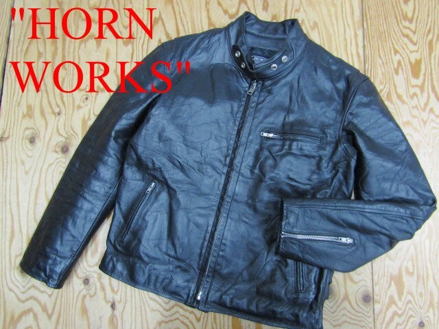 ★ホーンワークス HORN WORKS★メンズ 水牛革バッファローレザー シングルライダースジャケット ブラック★R80517036B