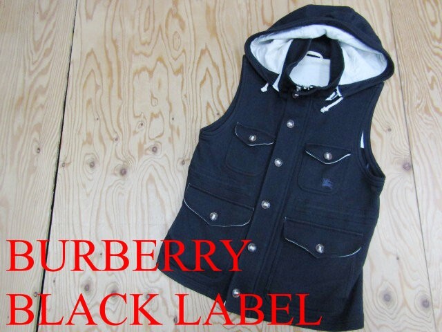 ★バーバリーブラックレーベル Burberry★メンズ ワンポイントホース フーディスウェットジップベスト★R80517033B