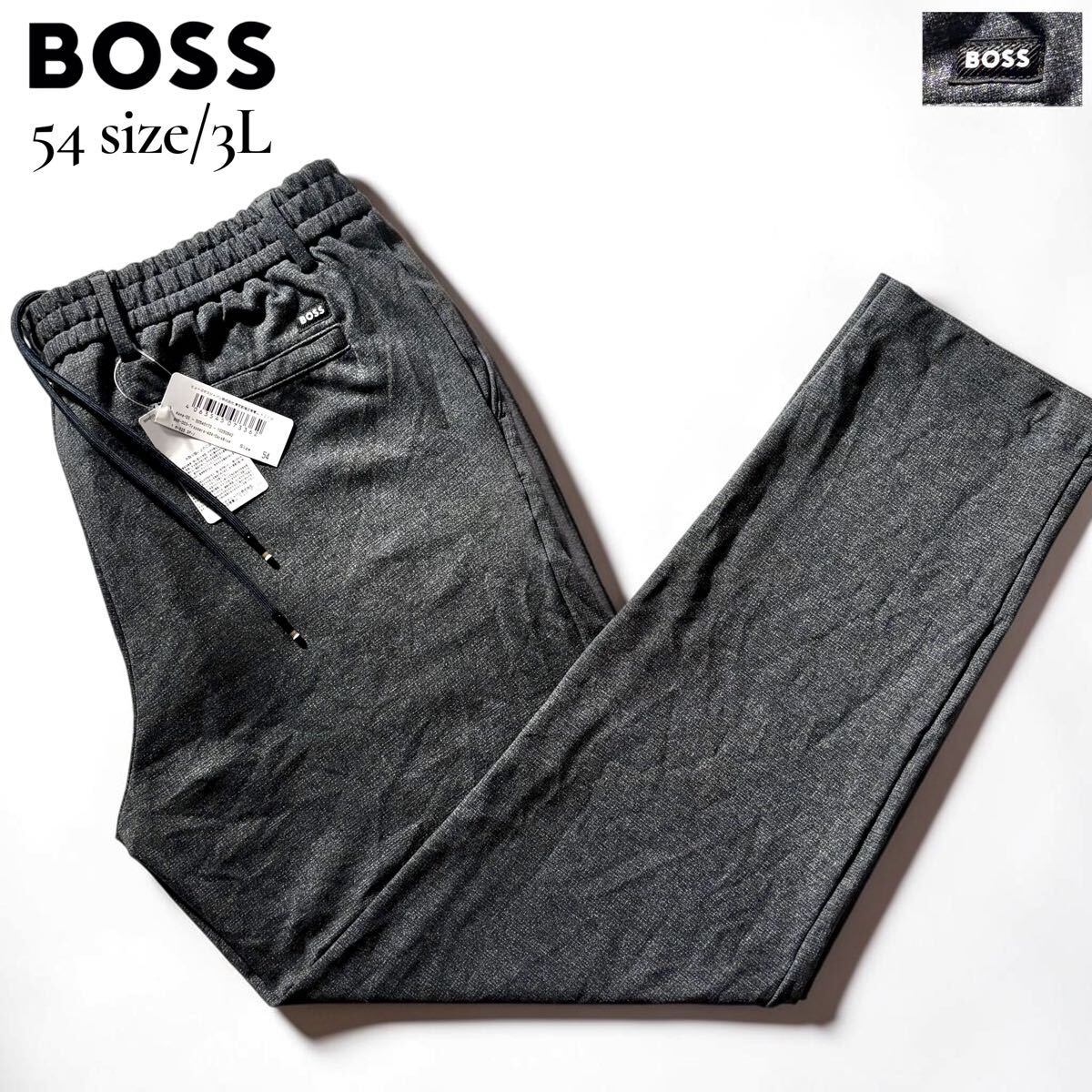 新品タグ付き/XXLサイズ●現行タグ HUGO BOSS ストレッチ ジョガーパンツ スラックス 春夏 トラベル風 霜降り 総柄 ロゴタグ 洗濯可 3L 54