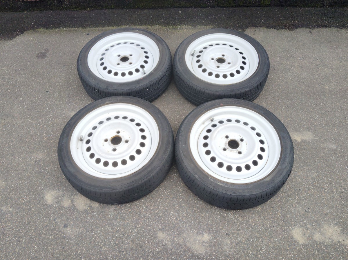 スチールホイール　15インチタイヤ付き　165/55/15 PCD100 4穴　ホワイトカラー