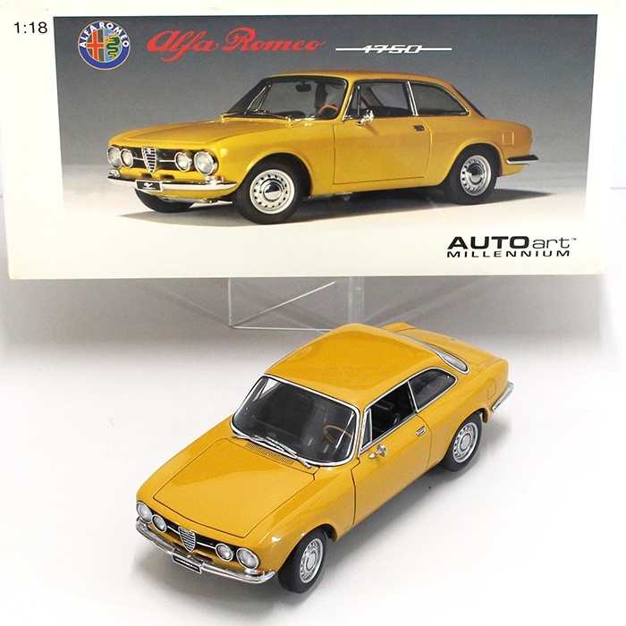 【中古品】AUTOart 1/18 アルファロメオ 1750 GTV / イエロー / 本体・箱に汚れあり / ミニカー※発送元：北海道