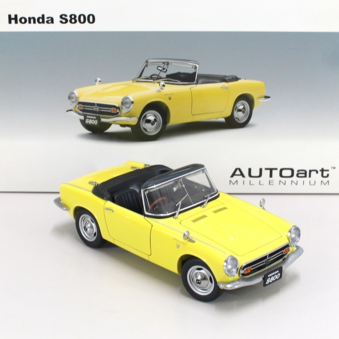 【中古品】AUTOart 1/18 ホンダ S800 ロードスター / イエロー / 73277 / ロゴ1文字欠損 / ミニカー※発送元：北海道