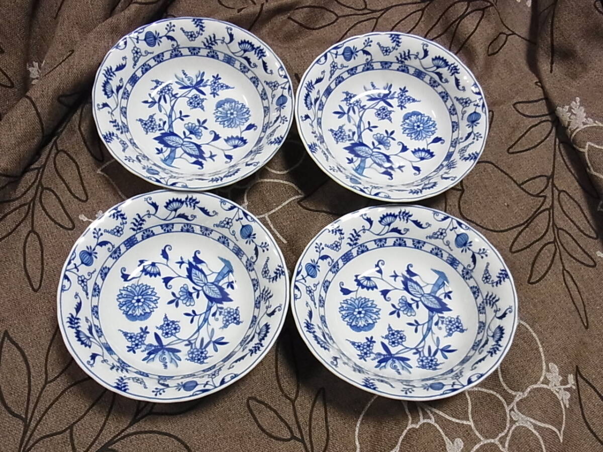 Blue Meissen by Sanyo ブルーマイセン　スープ　カレー皿　4点　三洋陶器