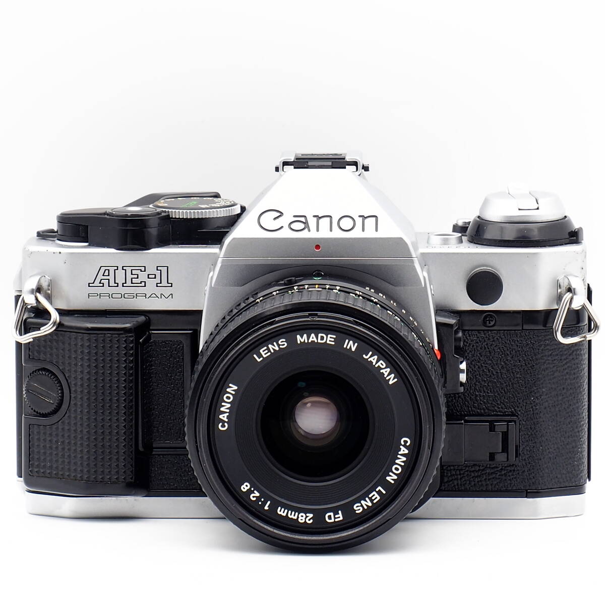 Canon AE-1 PROGRAM SILVER New FD 28mm F2.8 広角レンズ付 パームグリップ あり ジャンク・要修理セット ヴィンテージ・お買い得！