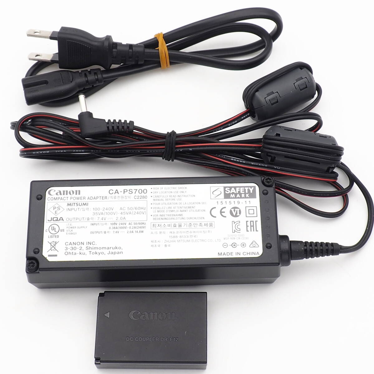 Canon ACアダプターキット ACK-E12 COMPACT POWER ADAPTER CA-PS700 / DC COUPLER DR-E12 EOS M M2 M10 M100 M200 M50 Mark II Kiss M M2