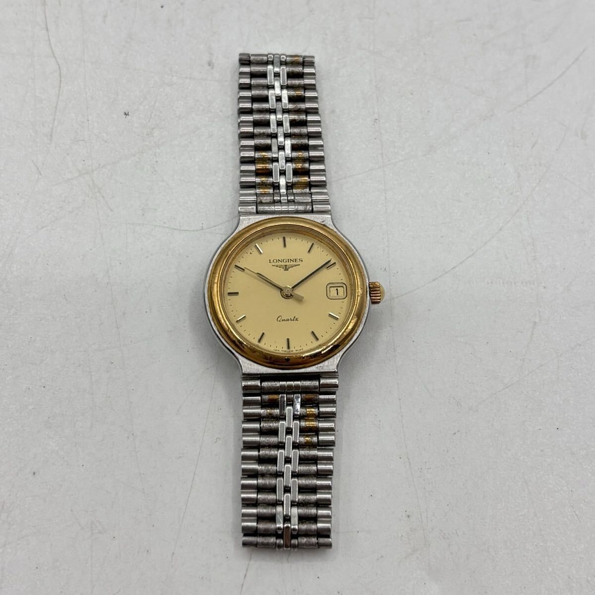 LONGINES QUARTZ ロンジン クォーツ ゴールド文字盤 腕時計 デイト ヴィンテージ