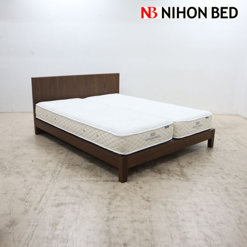 ◆日本ベッド◆ NIHON BED ビーズポケット レギュラー＆ソフト/VINCENT ビンセント クイーンベッド ウォルナット色 40万