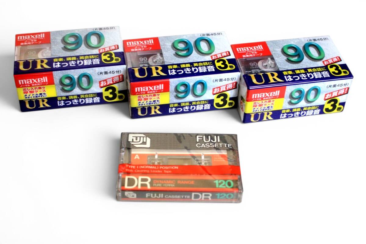 未開封品★10巻セット maxell カセットテープ UR-90分　3巻パック×3　FUJI　DR120分　はっきり録画
